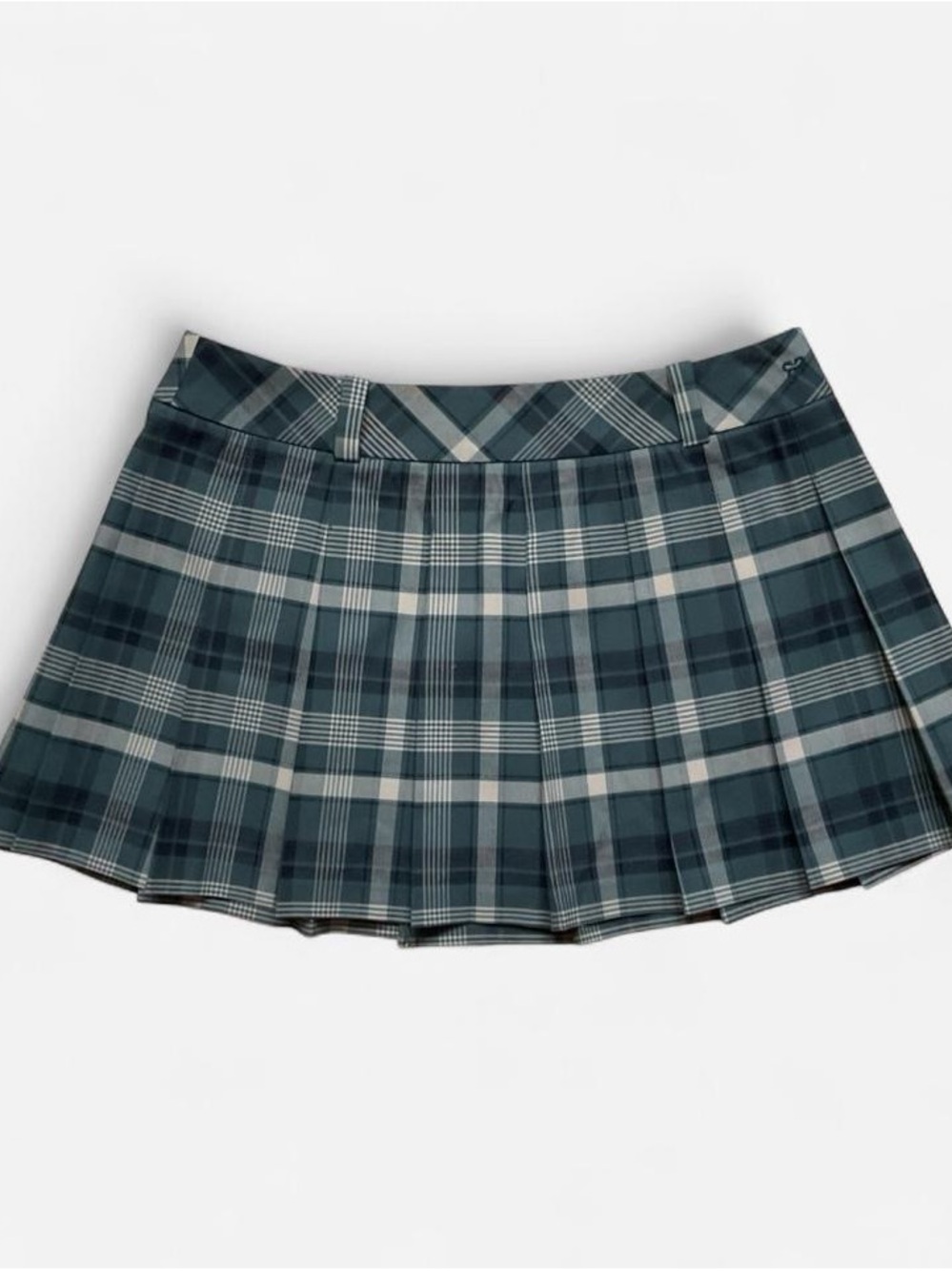 Sunday Best Slate Blue Plaid Pleated Mini Skirt